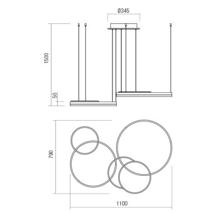 Redo 01-2608 - stmievateľný LED luster na lanku SIGUA LED/114W/230V CRI 90 biela