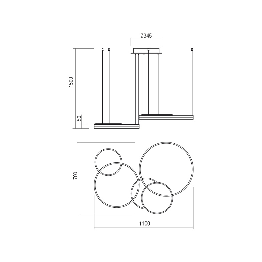 Redo 01-2608 - stmievateľný LED luster na lanku SIGUA LED/114W/230V CRI 90 biela