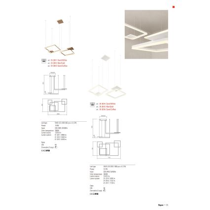 Redo 01-2614 - LED stmievateľný luster na lanku SIGUA LED/137W/230V CRI 90 biela