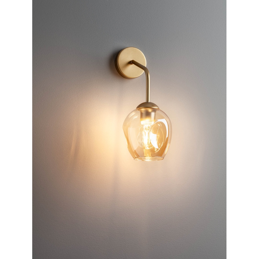 Redo 01-2617 - Nástenná lampa PIERCE 1xE27/42W/230V zlatá/dymová