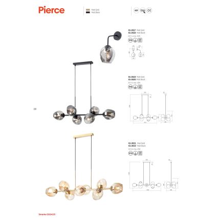 Redo 01-2617 - Nástenná lampa PIERCE 1xE27/42W/230V zlatá/dymová