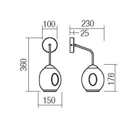 Redo 01-2617 - Nástenná lampa PIERCE 1xE27/42W/230V zlatá/dymová