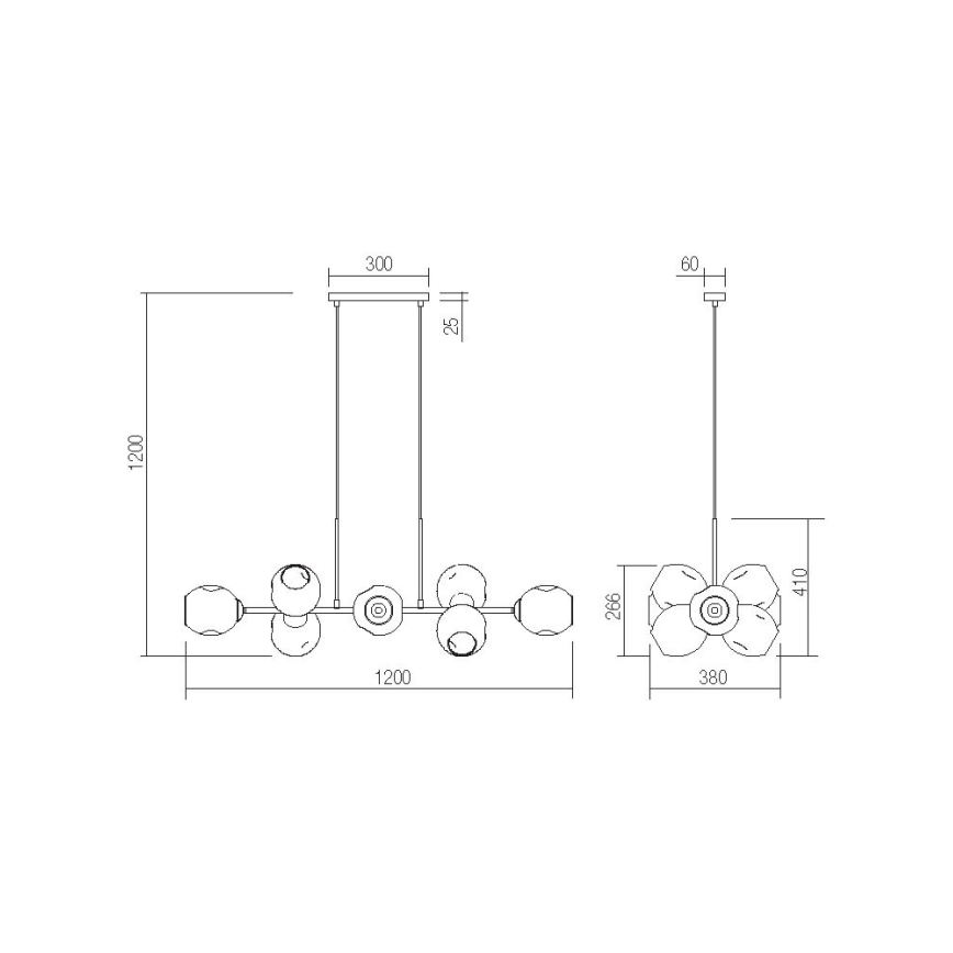 Redo 01-2619 - Luster na lanku PIERCE 6xE27/42W/230V zlatá/dymová
