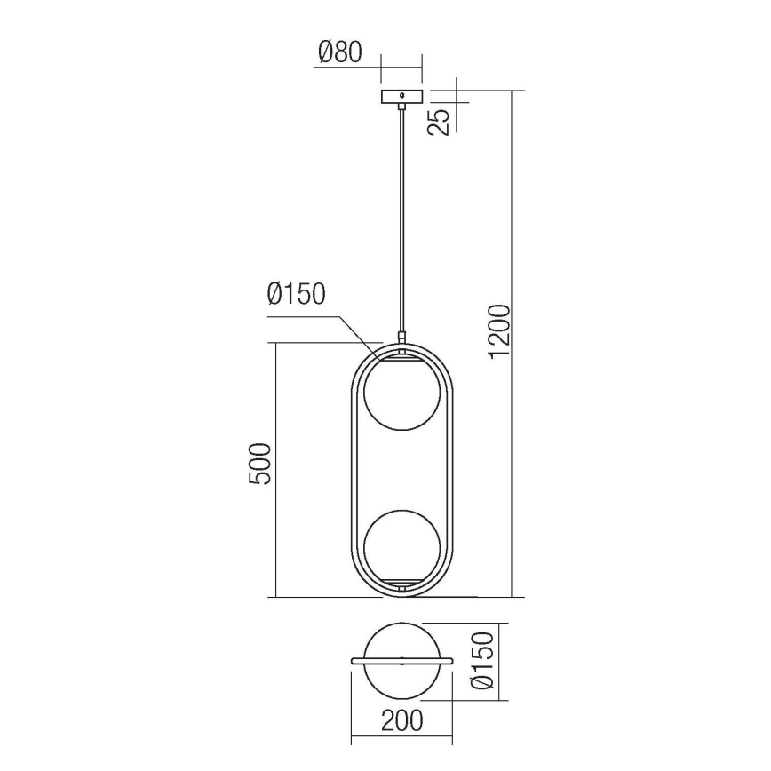Redo 01-2626 - Luster na lanku NIVA 2xE14/28W/230V