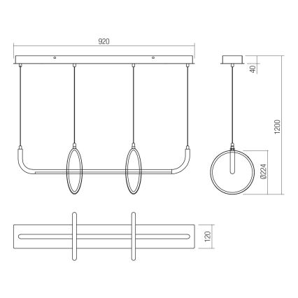 Redo 01-2705 - LED luster na lanku OLIMP LED/40W/230V 3000/4000/6500K čierna