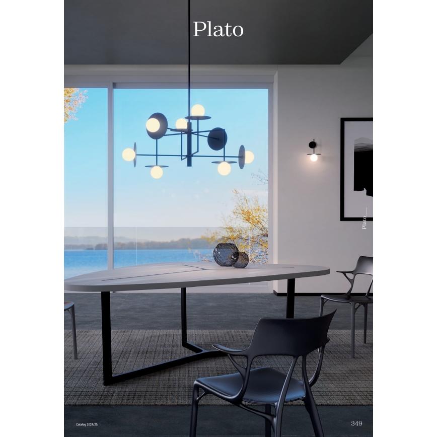 Redo 01-2734 - Luster na tyči PLATO 6xG9/10W/230V čierna