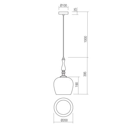 Redo 01-2740 - Luster na lanku TOLL 1xE27/42W/230V bronzová