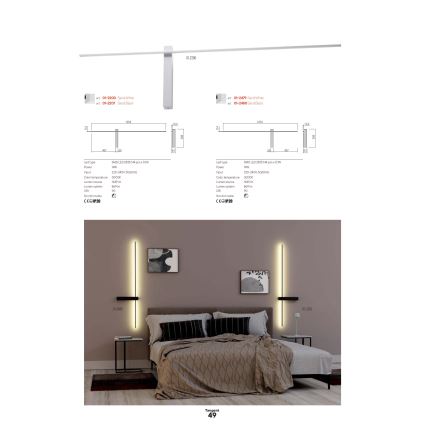 Redo 01-2744 - LED nástenné svietidlo TANGENT LED/13W/230V 3000K 63,4 cm CRI 90 biela