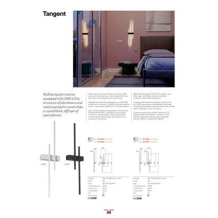 Redo 01-2747 - LED Nástenné svietidlo TANGENT LED/13W/230V CRI 90 čierna