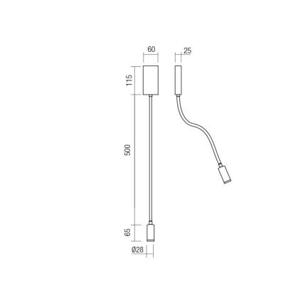 Redo 01-2755 - LED Flexibilná lampička WALLIE LED/3W/230V USB CRI 90 čierna
