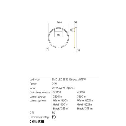 Redo 01-2819 - LED Stmievateľné nástenné svietidlo FEBE LED/24W/230V čierna