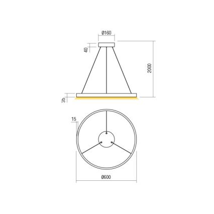 Redo 01-2867 - LED Stmievateľný luster na lanku FEBE LED/37W/230V čierna