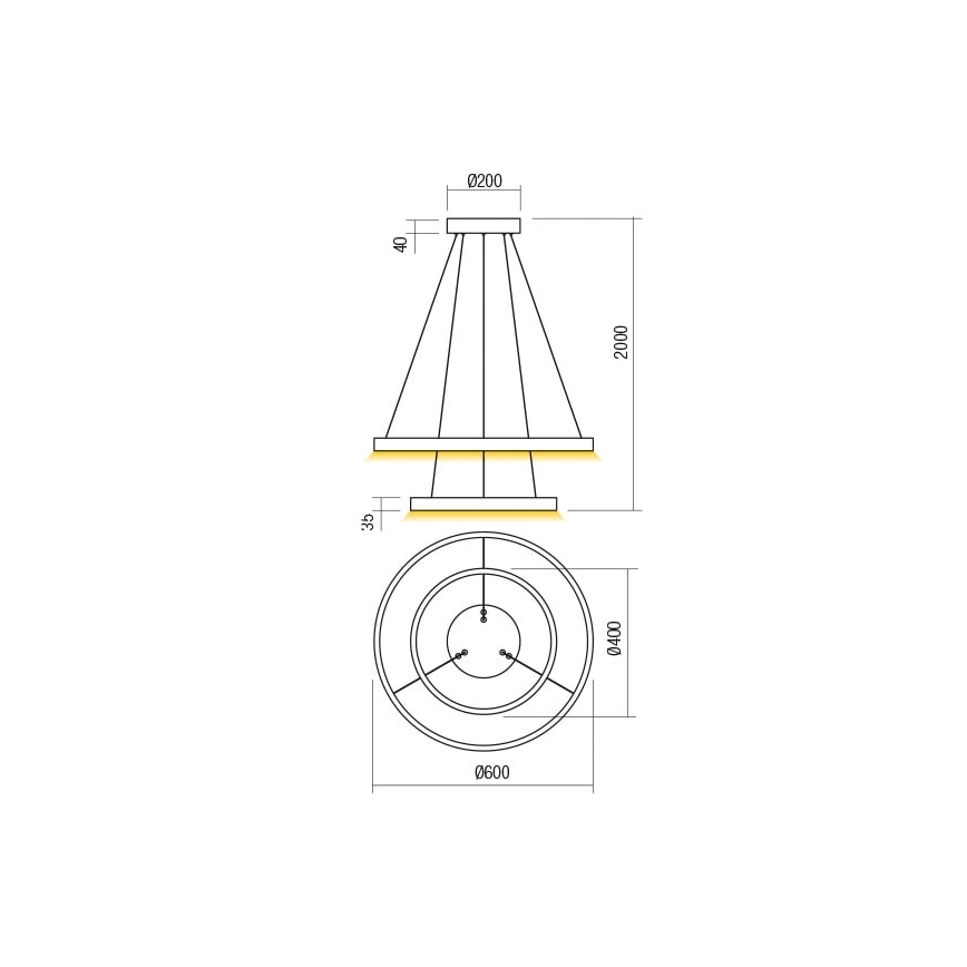 Redo 01-2889 - LED Stmievateľný luster na lanku FEBE LED/62W/230V zlatý