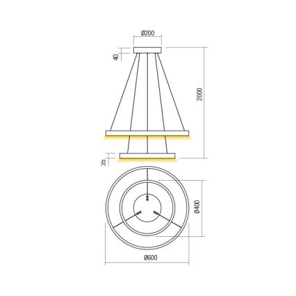 Redo 01-2891 - LED Stmievateľný luster na lanku FEBE LED/62W/230V čierna