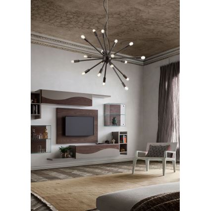 Redo 01-2934 - Závesný luster STELLAR na lanku 12xE14/25W/230V čierny