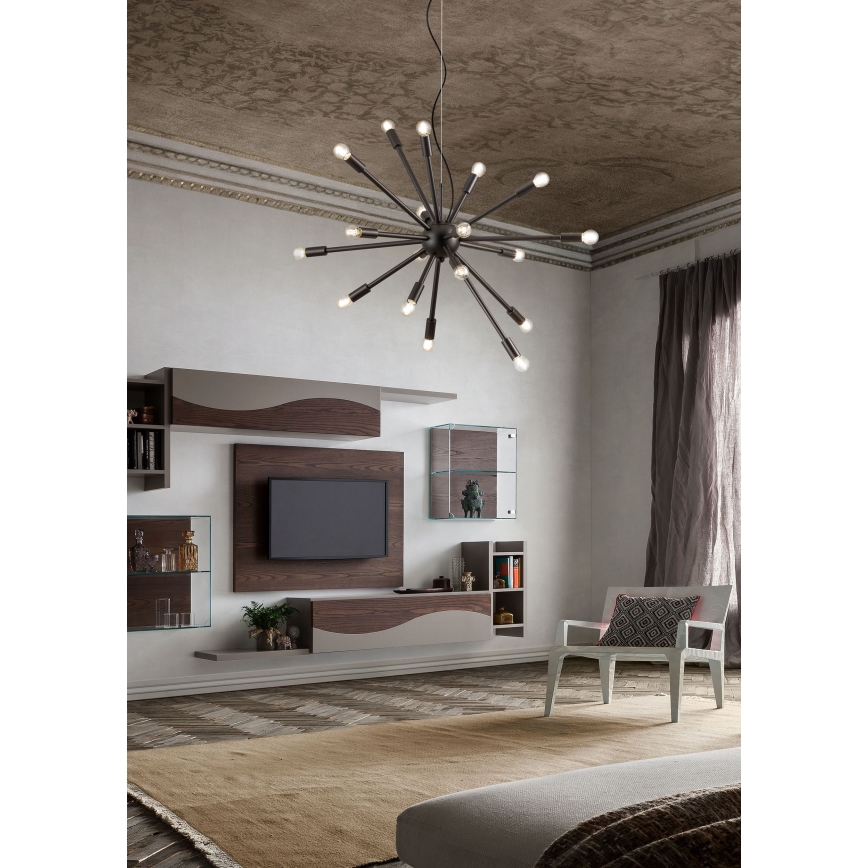 Redo 01-2934 - Závesný luster STELLAR na lanku 12xE14/25W/230V čierny