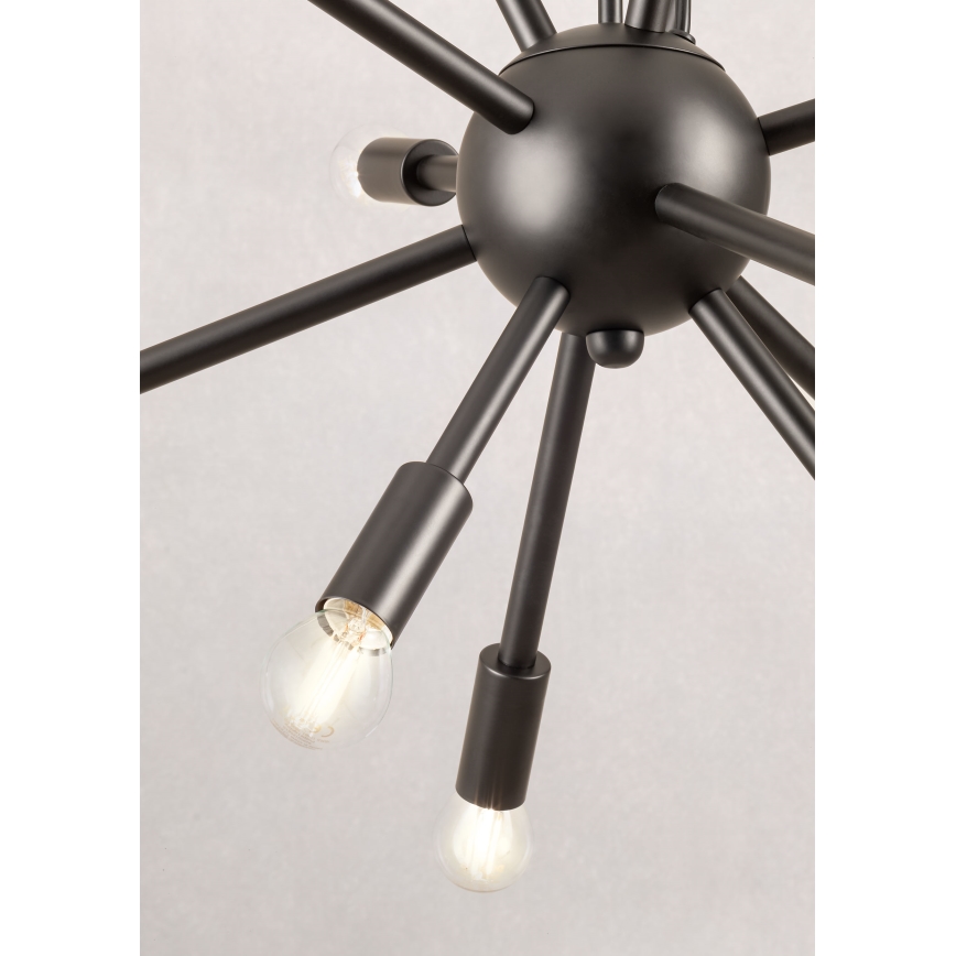 Redo 01-2934 - Závesný luster STELLAR na lanku 12xE14/25W/230V čierny