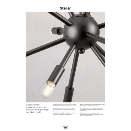 Redo 01-2934 - Závesný luster STELLAR na lanku 12xE14/25W/230V čierny