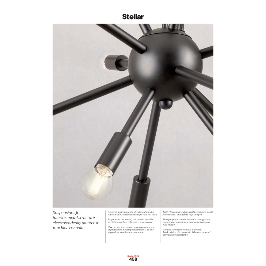 Redo 01-2935 - Luster na lankách STELLAR 18×E14/25W/230V zlatý