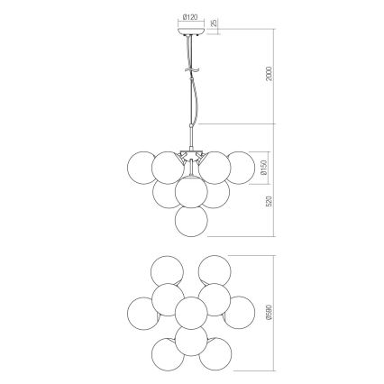 Redo 01-2940 - Luster na lanku AGAPE 10xE14/28W/230V zlatá