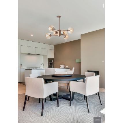 Redo 01-2943 - Luster na tyči MUNDI 6xE14/28W/230V meď/dymová