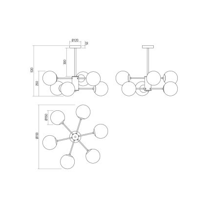 Redo 01-2943 - Luster na tyči MUNDI 6xE14/28W/230V meď/dymová