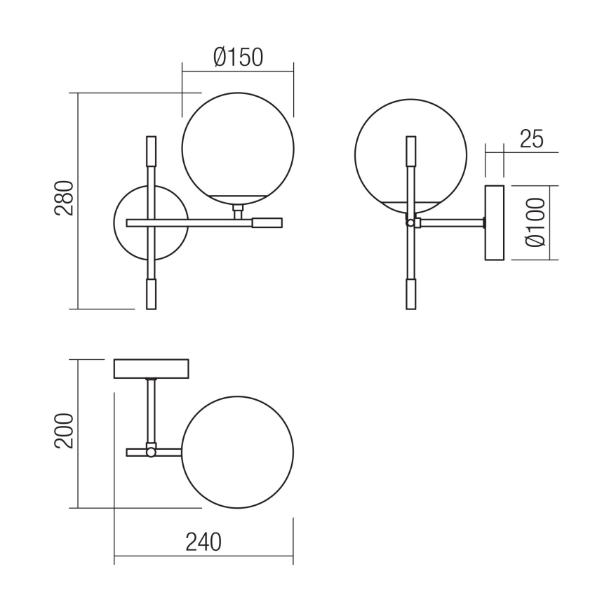 Redo 01-2944 - Nástenné svietidlo ESSENTIAL 1xE14/28W/230V pravá