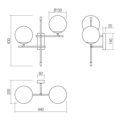 Redo 01-2946 - Nástenné svietidlo ESSENTIAL 2xE14/28W/230V