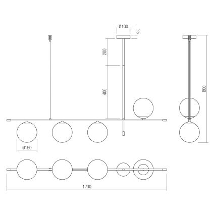 Redo 01-2949 - Luster na lanku ESSENTIAL 4xE14/28W/230V