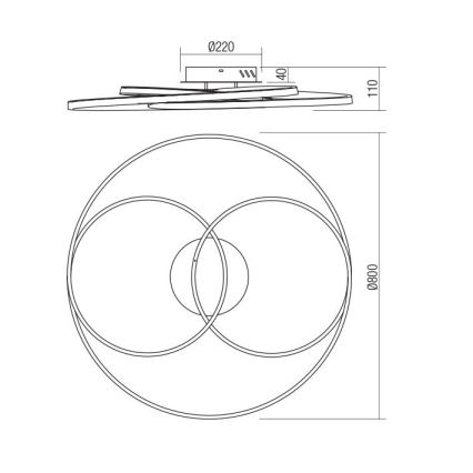 Redo 01-2975 - LED Stropné svietidlo CENTRIX LED/92W/230V čierna