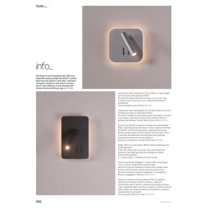 Redo 01-2977 - LED nástenné svietidlo QUDA LED/6W/230V + LED/3W 3000K CRI 90 USB zlaté