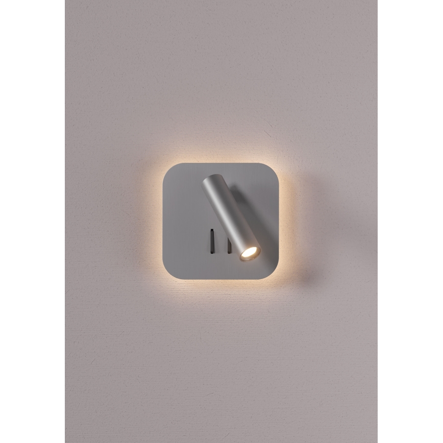 Redo 01-2978 - LED Nástenné svietidlo QUDA LED/6W/230V + LED/3W 3000K CRI 90 USB matný chróm