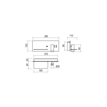 Redo 01-2985 - LED Nástenné bodové svietidlo BROOK LED/8W/230V + LED/3W USB CRI 90 čierna ľavá