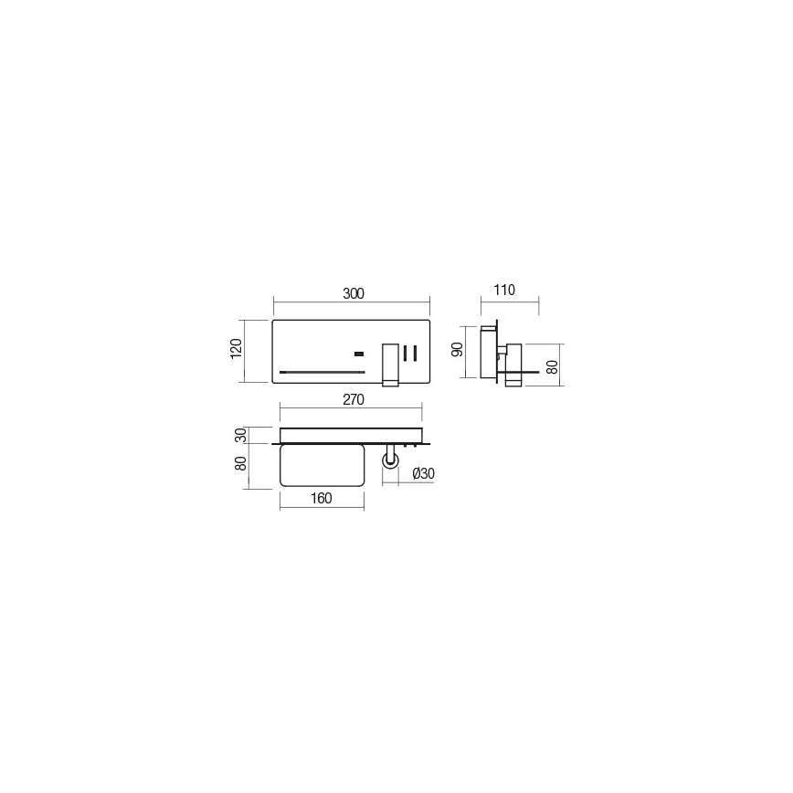 Redo 01-2985 - LED Nástenné bodové svietidlo BROOK LED/8W/230V + LED/3W USB CRI 90 čierna ľavá