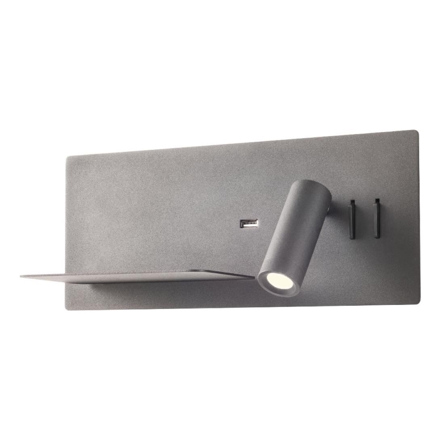 Redo 01-2985 - LED Nástenné bodové svietidlo BROOK LED/8W/230V + LED/3W USB CRI 90 čierna ľavá