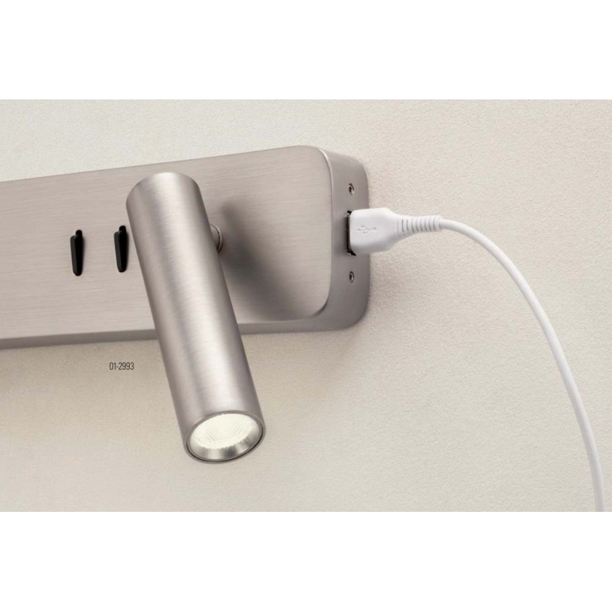 Redo 01-2993 - LED nástenné svietidlo OASIS LED/3W/230V + 1xG9/10W USB CRI 90 lesklý chróm