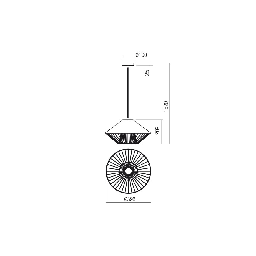Redo 01-3005 - Závesný luster na lanku GRILL 1xE27/42W/230V priemer 39,6 cm čierna/hnedá