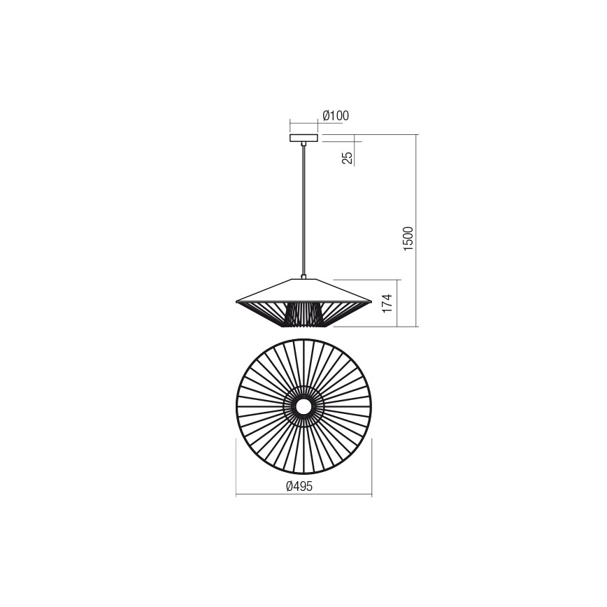 Redo 01-3008 - Závesný luster na lanku GRILL 1xE27/42W/230V pr. 49,5 cm čierny/biely