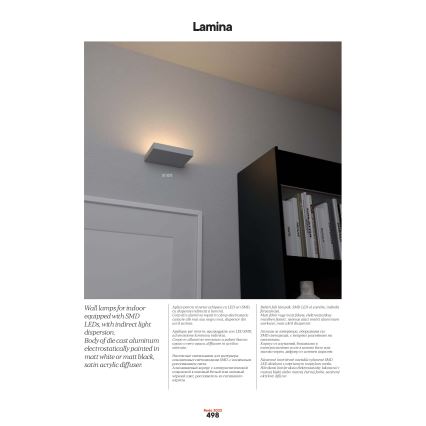 Redo 01-3016 - LED Nástenné svietidlo LAMINA 2xLED/15W/230V CRI 90 čierne