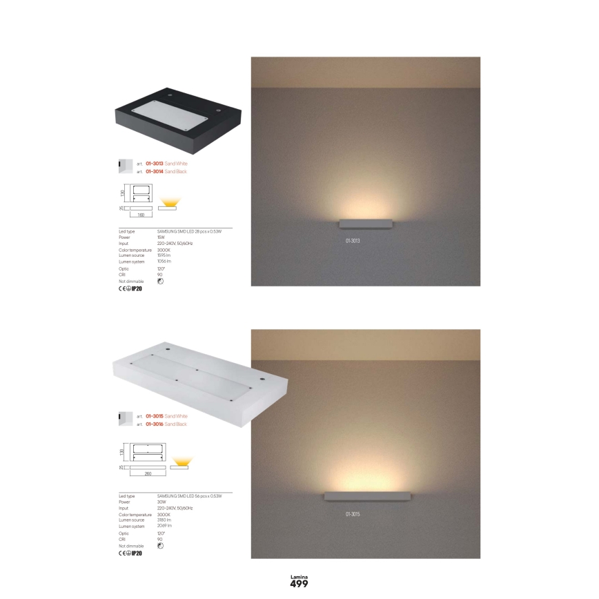 Redo 01-3016 - LED Nástenné svietidlo LAMINA 2xLED/15W/230V CRI 90 čierne