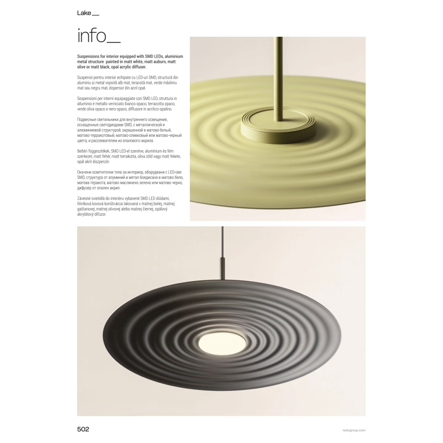 Redo 01-3046 - LED luster na lanku LAKE LED/13W/230V CRI 90 pr. 50 cm zelený