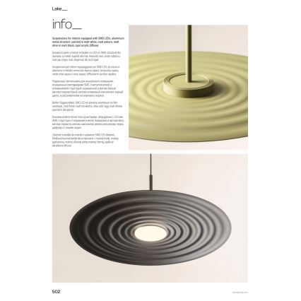 Redo 01-3047 - LED luster na lanku LAKE LED/13W/230V CRI 90 pr. 50 cm čierna