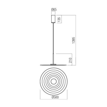 Redo 01-3047 - LED luster na lanku LAKE LED/13W/230V CRI 90 pr. 50 cm čierna