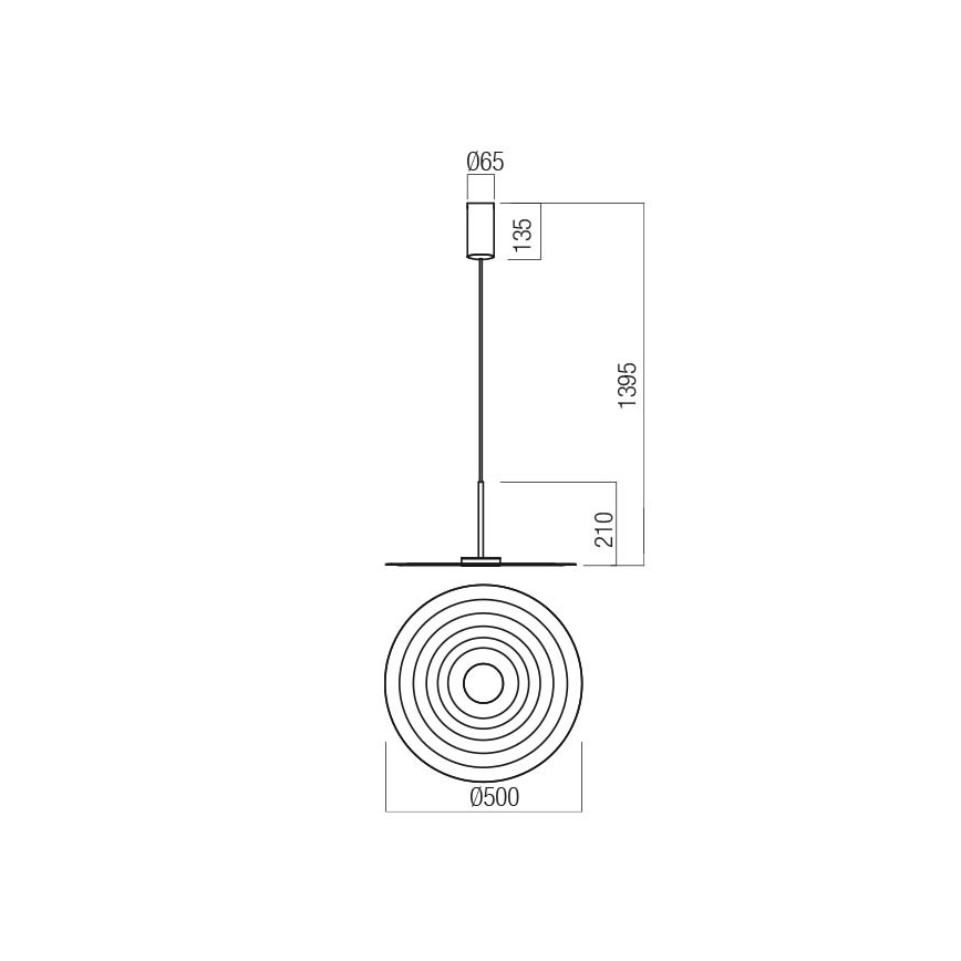 Redo 01-3047 - LED luster na lanku LAKE LED/13W/230V CRI 90 pr. 50 cm čierna