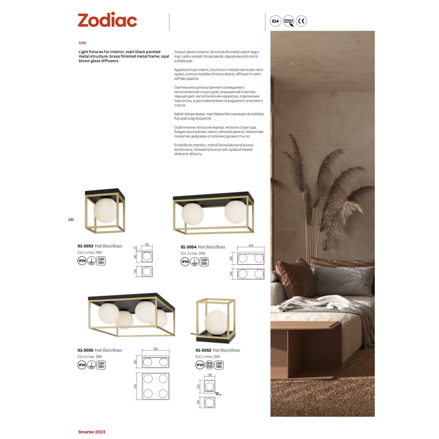 Redo 01-3052 - Stolná lampa ZODIAC 1xE14/28W/230V