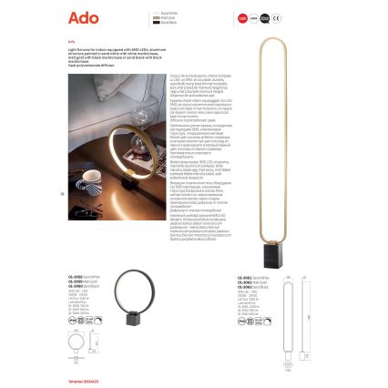 Redo 01-3063 - LED Stmievateľná stojacia lampa ADO LED/24W/230V čierna