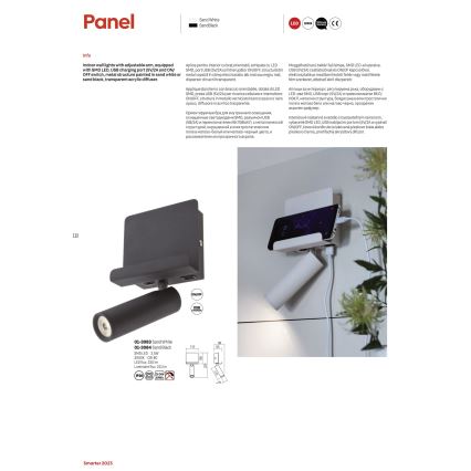 Redo 01-3083 - LED Nástenné bodové svietidlo PANEL LED/3,5W/230V USB biela