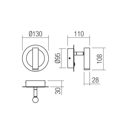 Redo 01-3090 - LED Nástenné bodové svietidlo CLOSER LED/6W/230V čierna