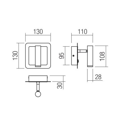 Redo 01-3092 - LED Nástenné bodové svietidlo CLOSER LED/6W/230V čierna