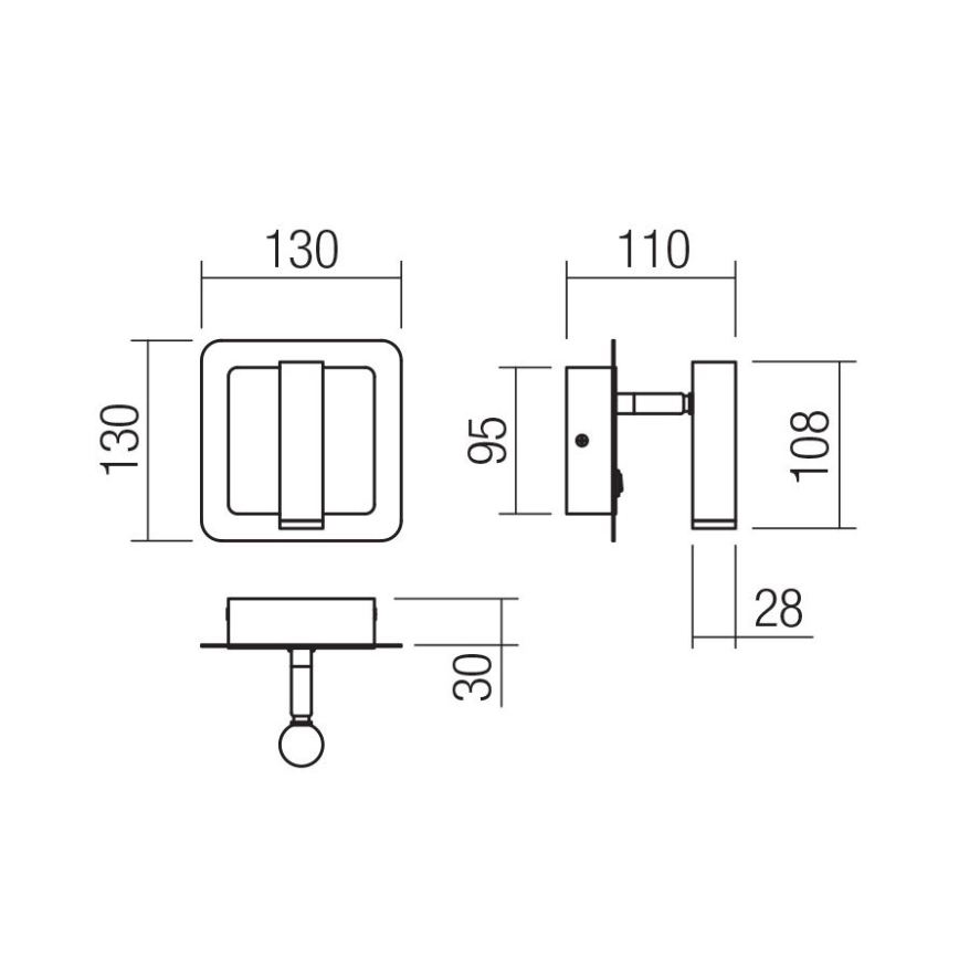 Redo 01-3092 - LED Nástenné bodové svietidlo CLOSER LED/6W/230V čierna